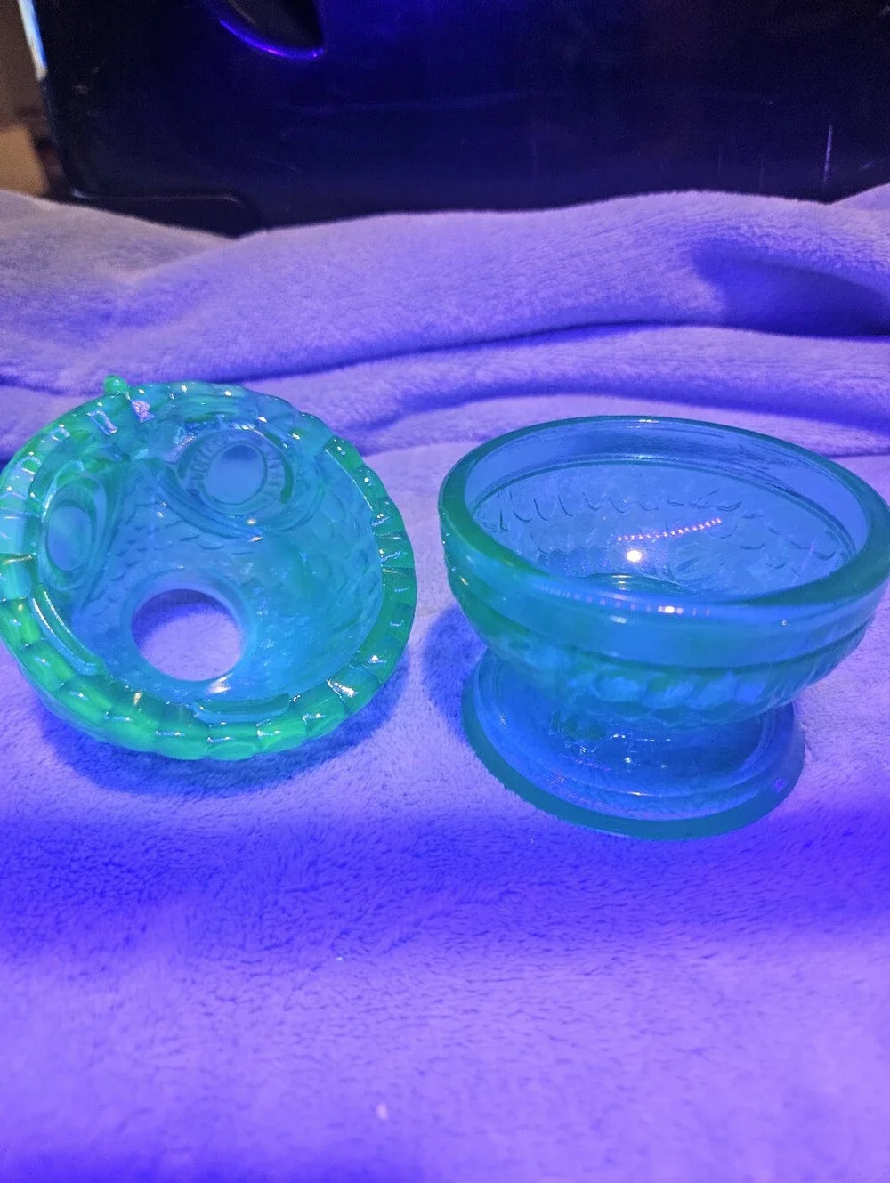 Fenton Cobalt Blue Glass Owl Accent Jar
